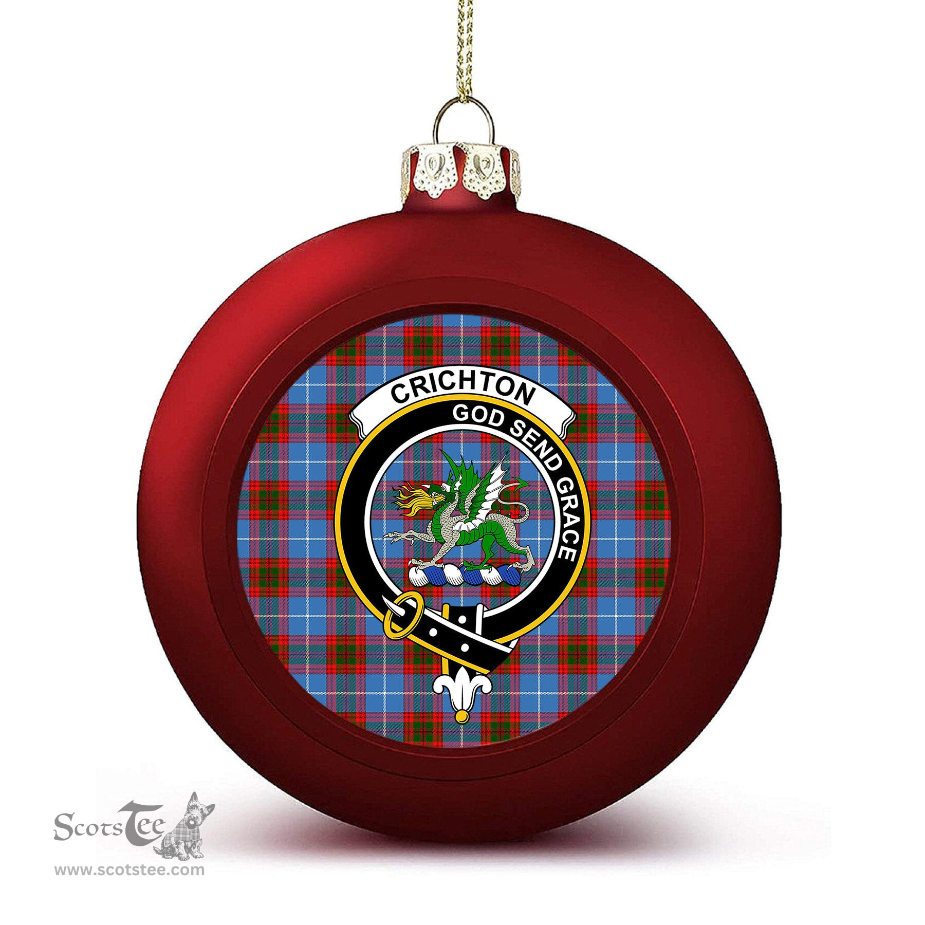 ScotsTee Shop Scottish Crichton Crest Tartan Christmas Ball Ornament