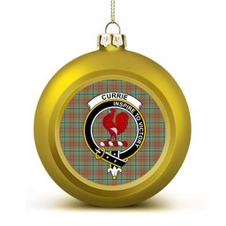 ScotsTee Shop Scottish Currie of Arran Ancient Clan Crest Tartan Christmas Ball Ornament