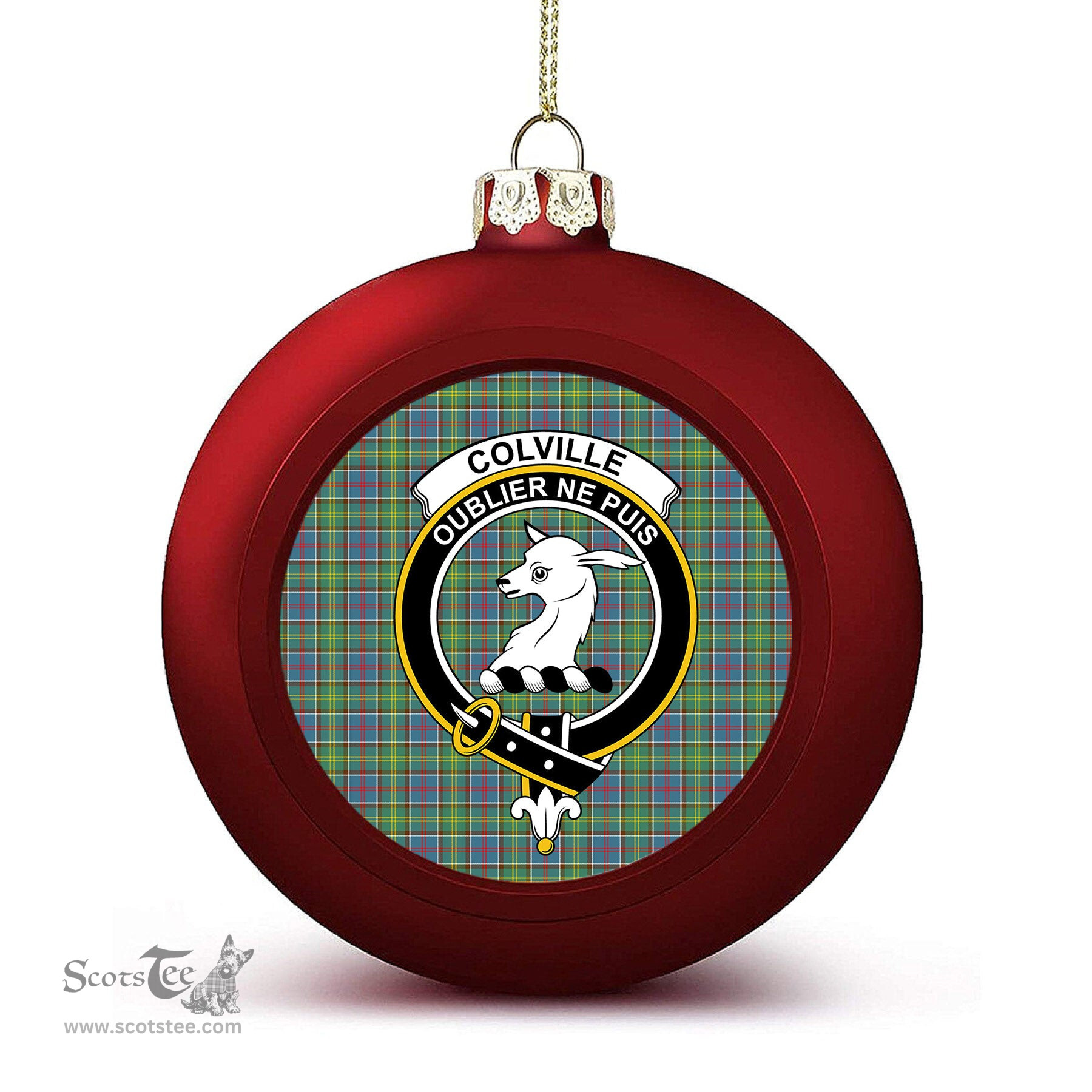 ScotsTee Shop Scottish Colville Crest Tartan Christmas Ball Ornament