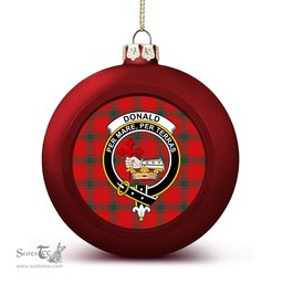 ScotsTee Shop Scottish Donald of the Isles Red Modern Crest Tartan Christmas Ball Ornament