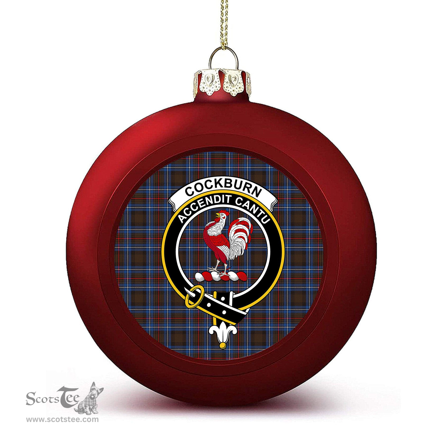 ScotsTee Shop Scottish Cockburn Brown Modern Crest Tartan Christmas Ball Ornament