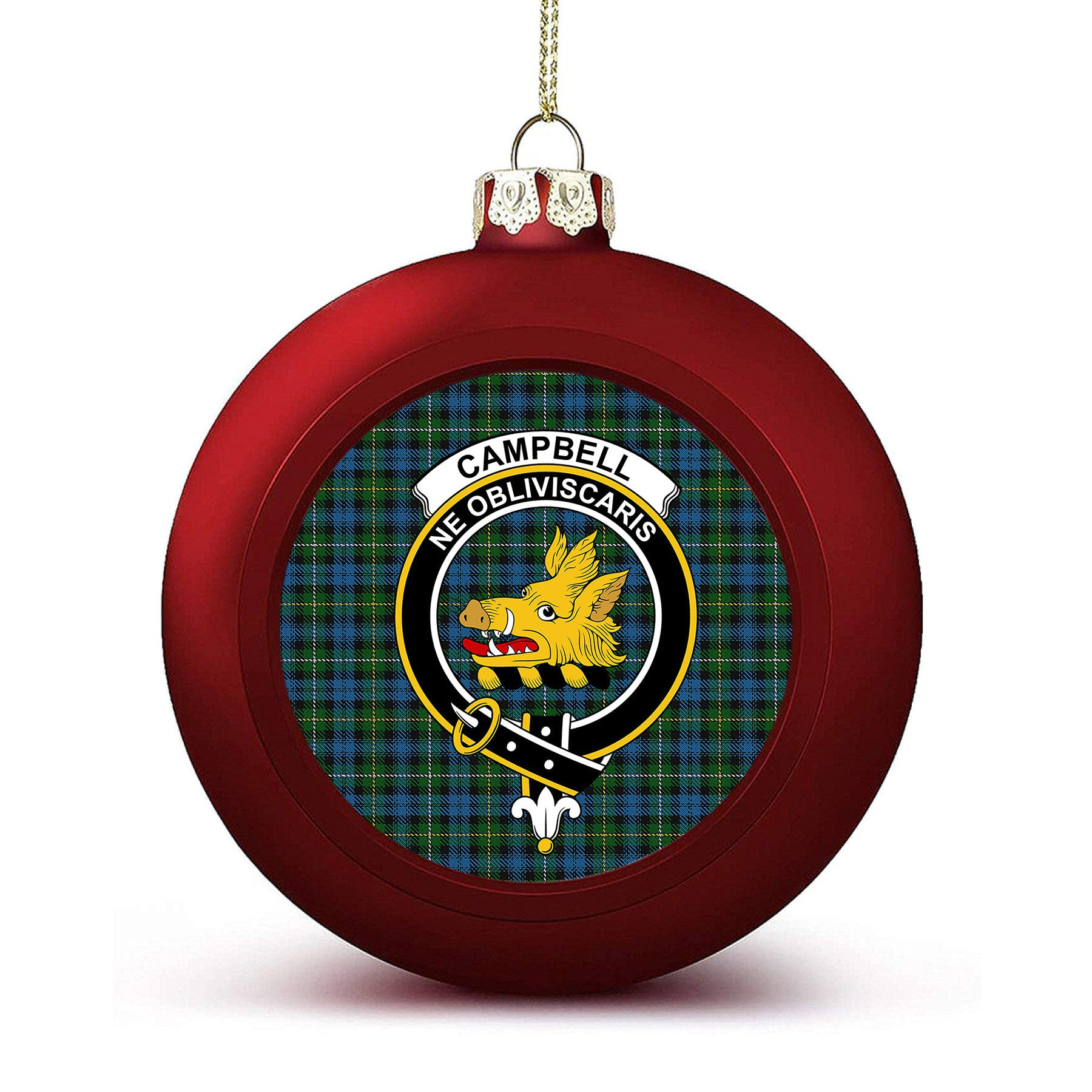 ScotsTee Shop Scottish Campbell of Argyll Ancient Crest Tartan Christmas Ball Ornament