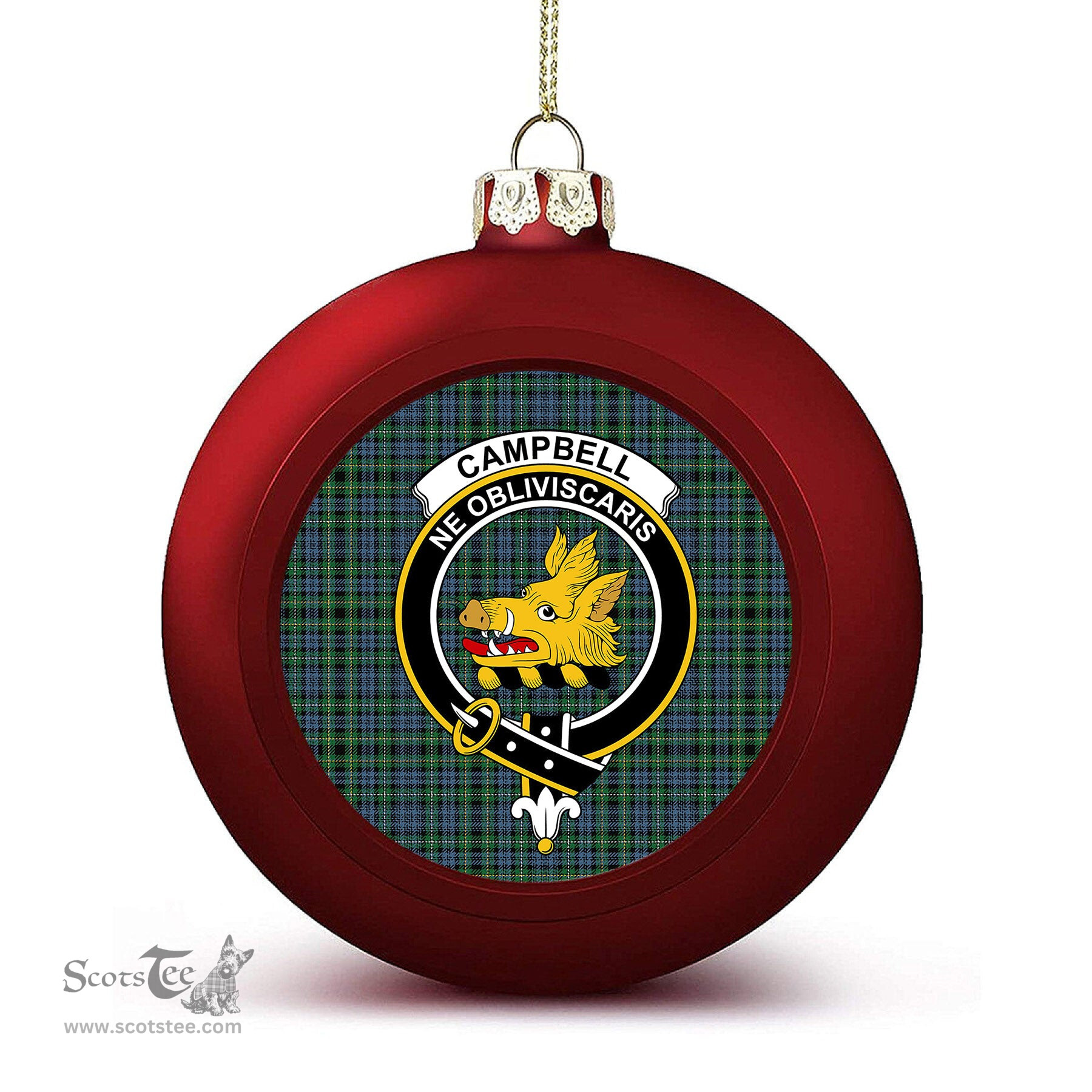 ScotsTee Shop Scottish Campbell of Argyll 1815 Ancient Crest Tartan Christmas Ball Ornament