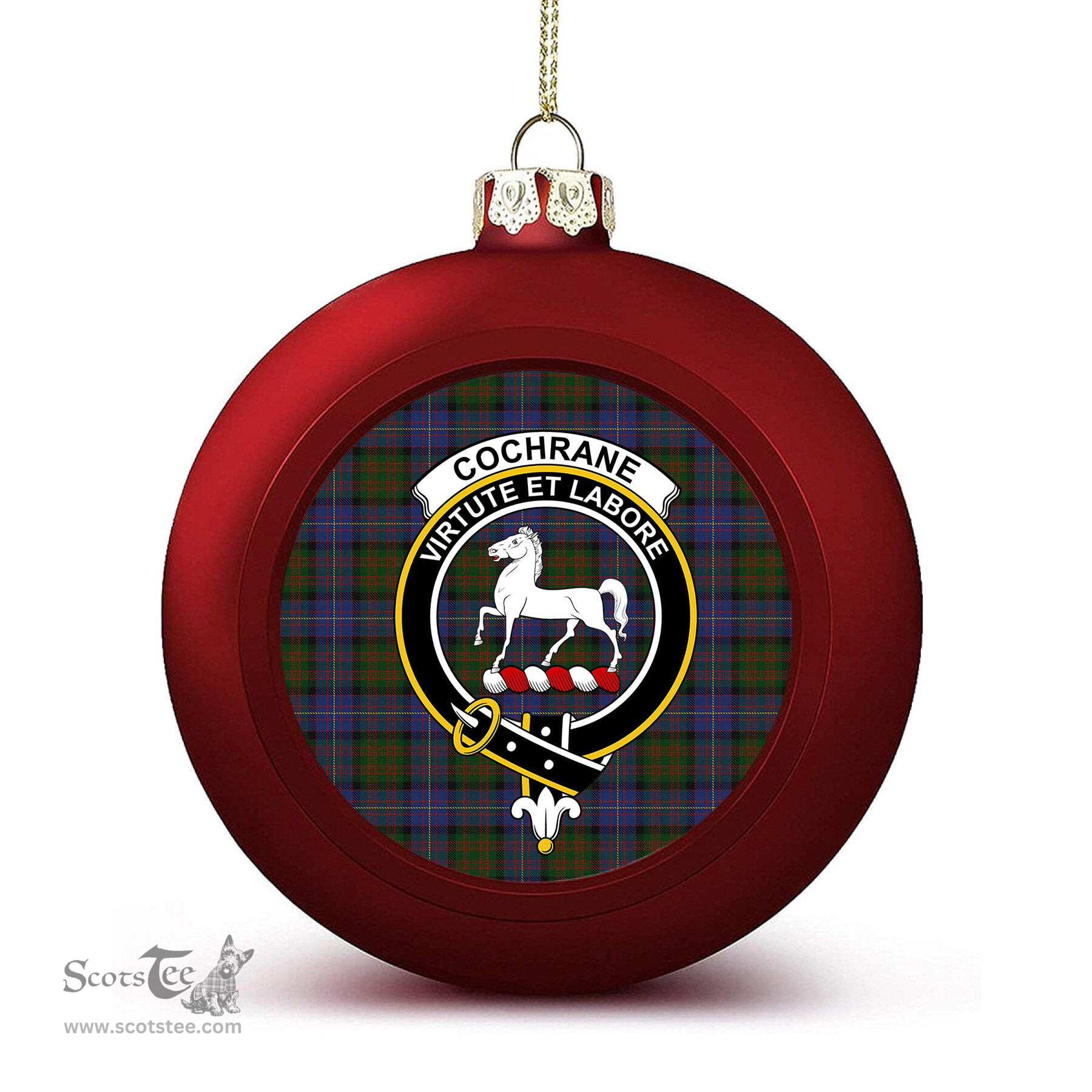 ScotsTee Shop Scottish Cochrane 1984 Crest Tartan Christmas Ball Ornament
