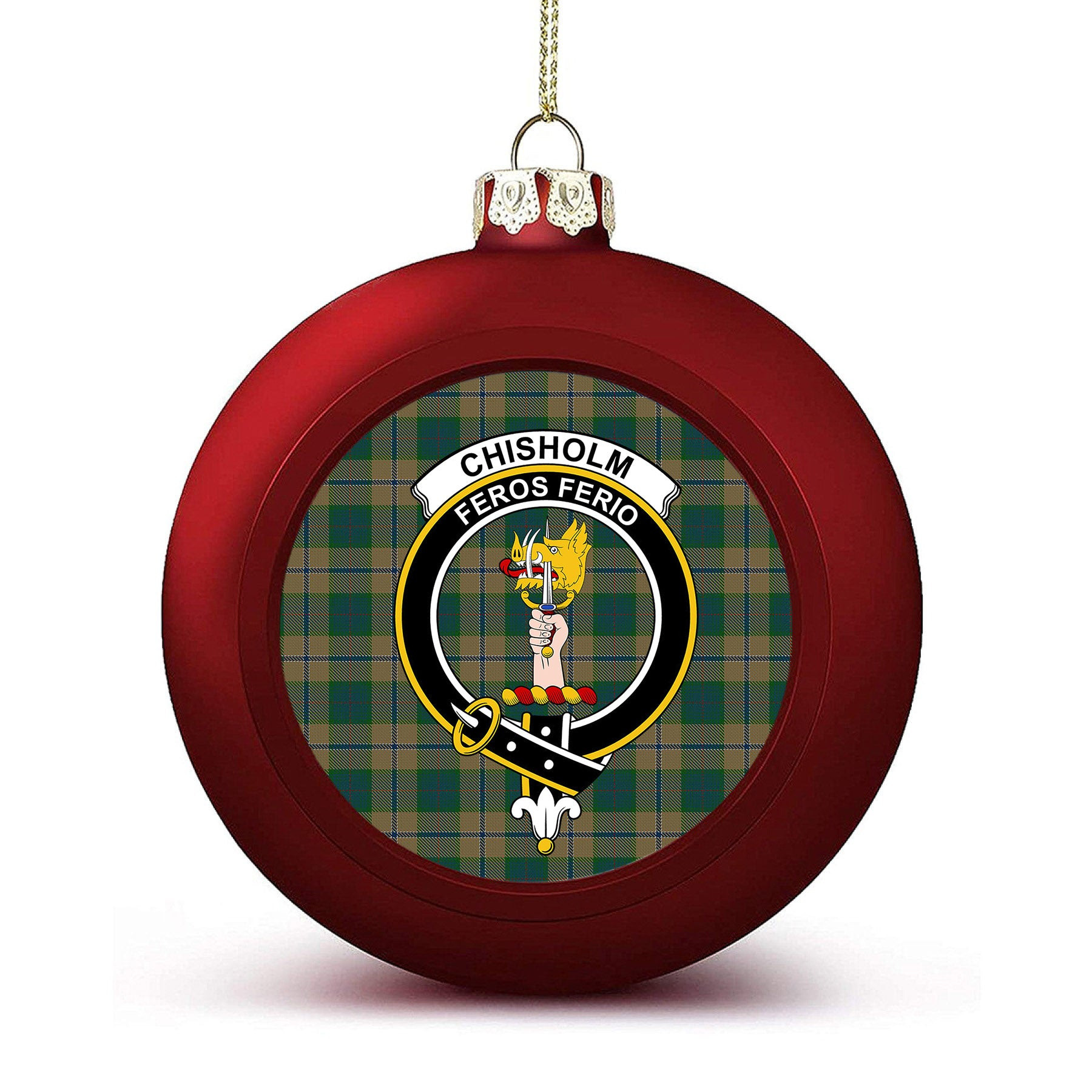 ScotsTee Shop Scottish Chisholm Colonial Crest Tartan Christmas Ball Ornament