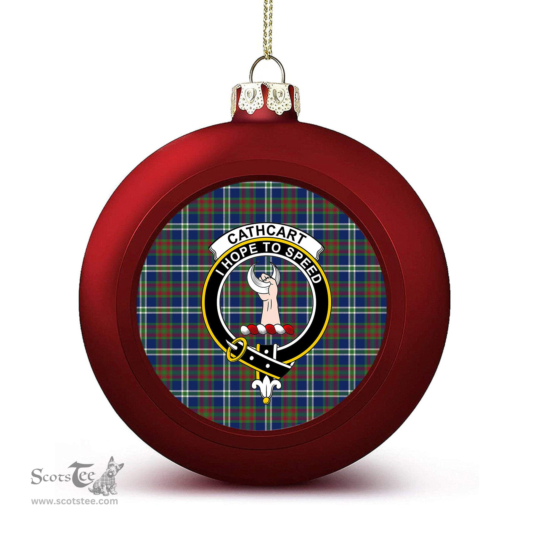 ScotsTee Shop Scottish Cathcart Modern Crest Tartan Christmas Ball Ornament