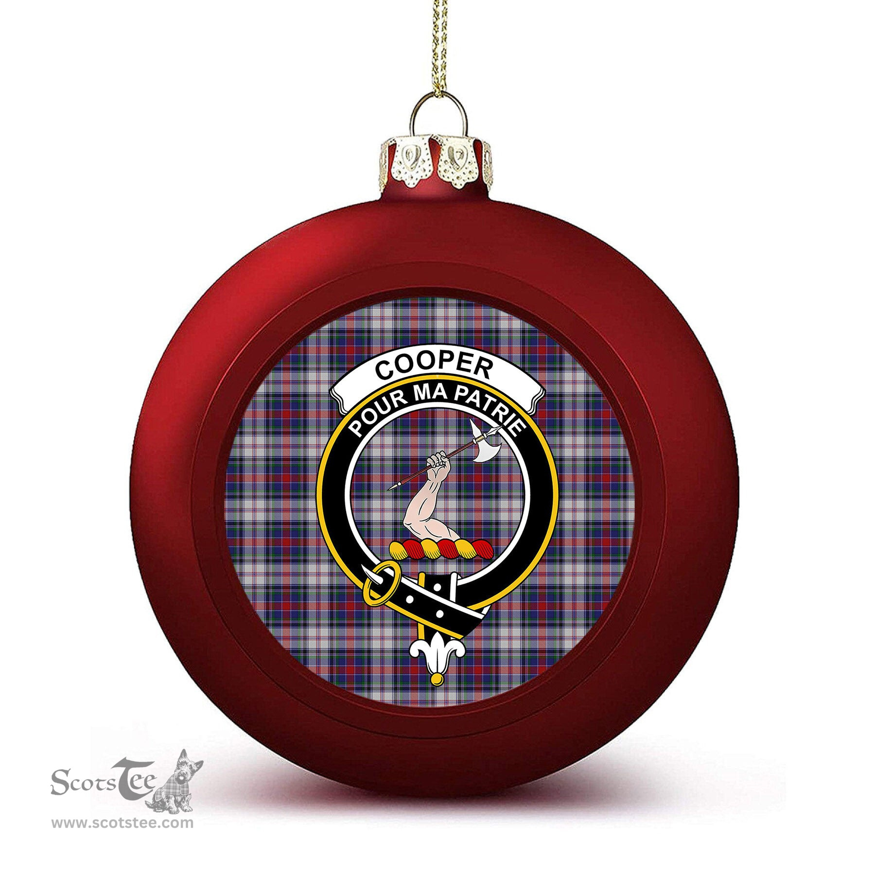 ScotsTee Shop Scottish Cooper Dress Dalgliesh 1 Crest Tartan Christmas Ball Ornament