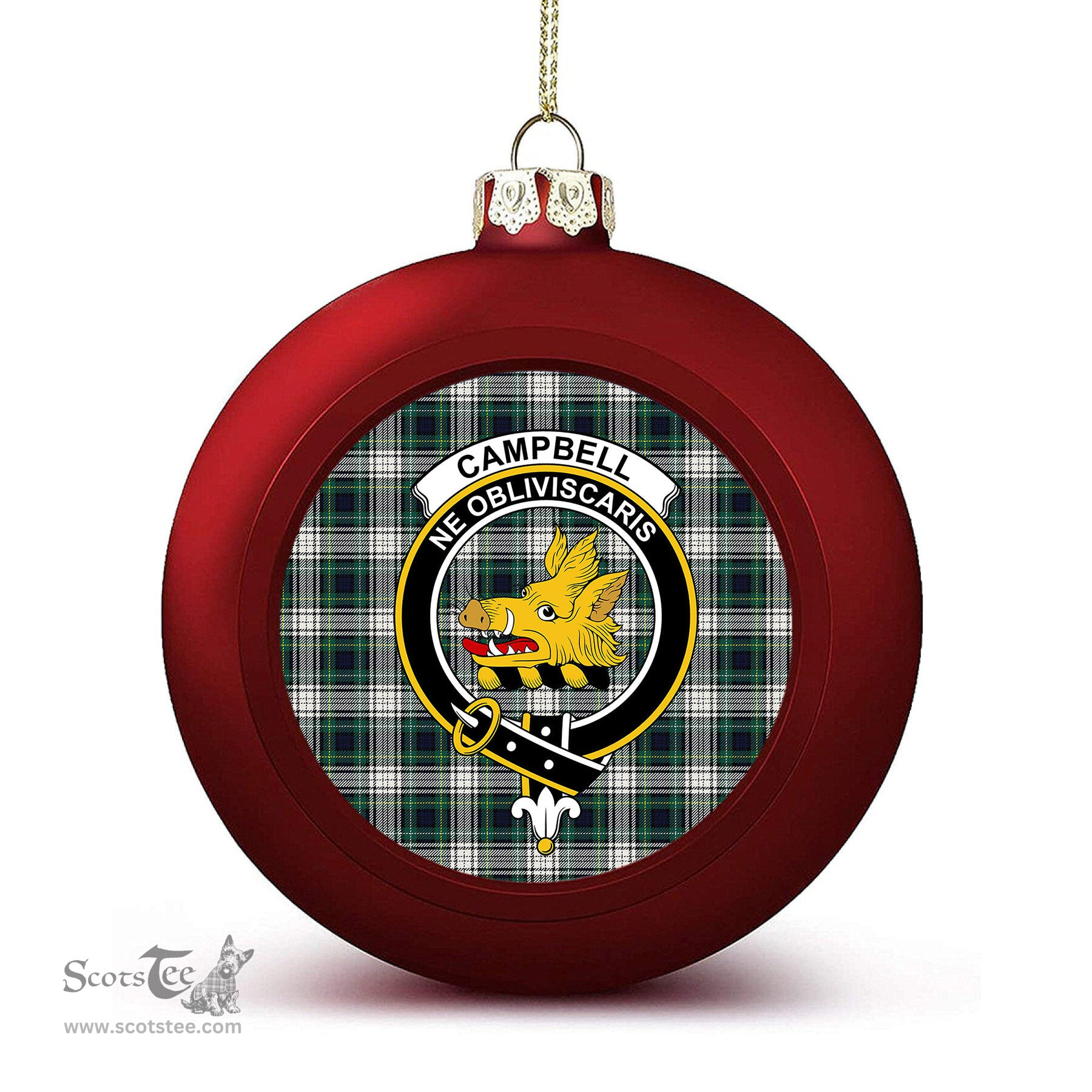 ScotsTee Shop Scottish Campbell Dress Modern Crest Tartan Christmas Ball Ornament
