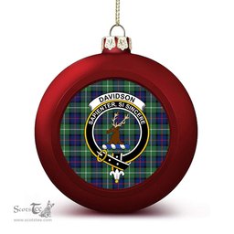 ScotsTee Shop Scottish Davidson of Tulloch Modern Crest Tartan Christmas Ball Ornament