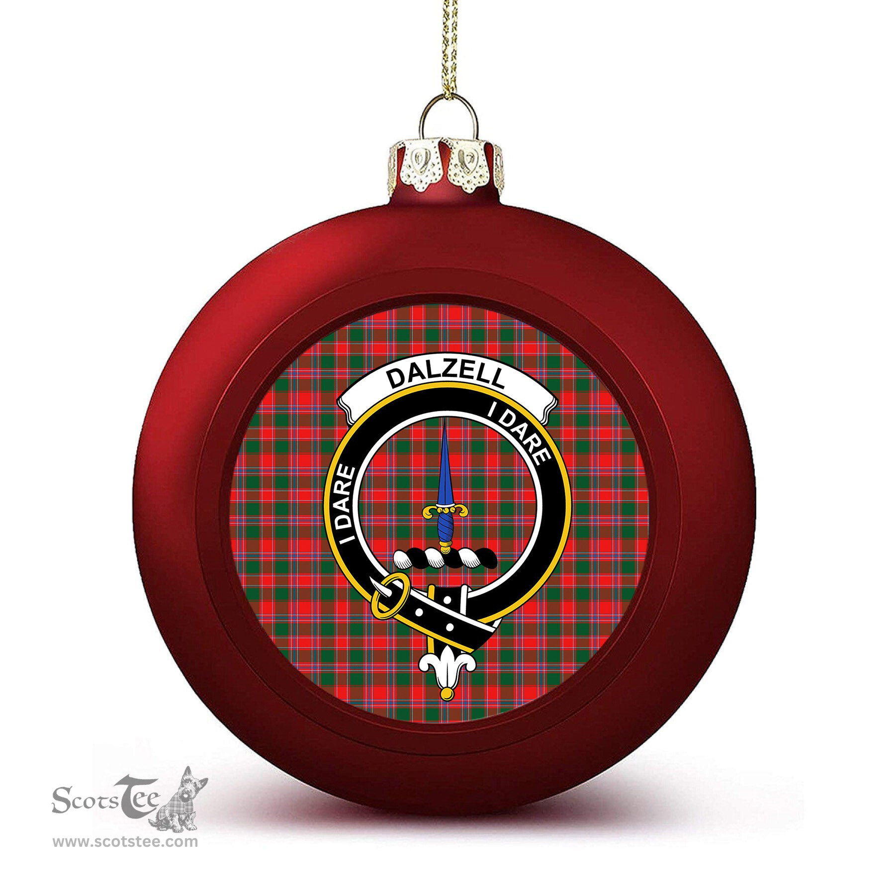 ScotsTee Shop Scottish Dalzell SC Crest Tartan Christmas Ball Ornament