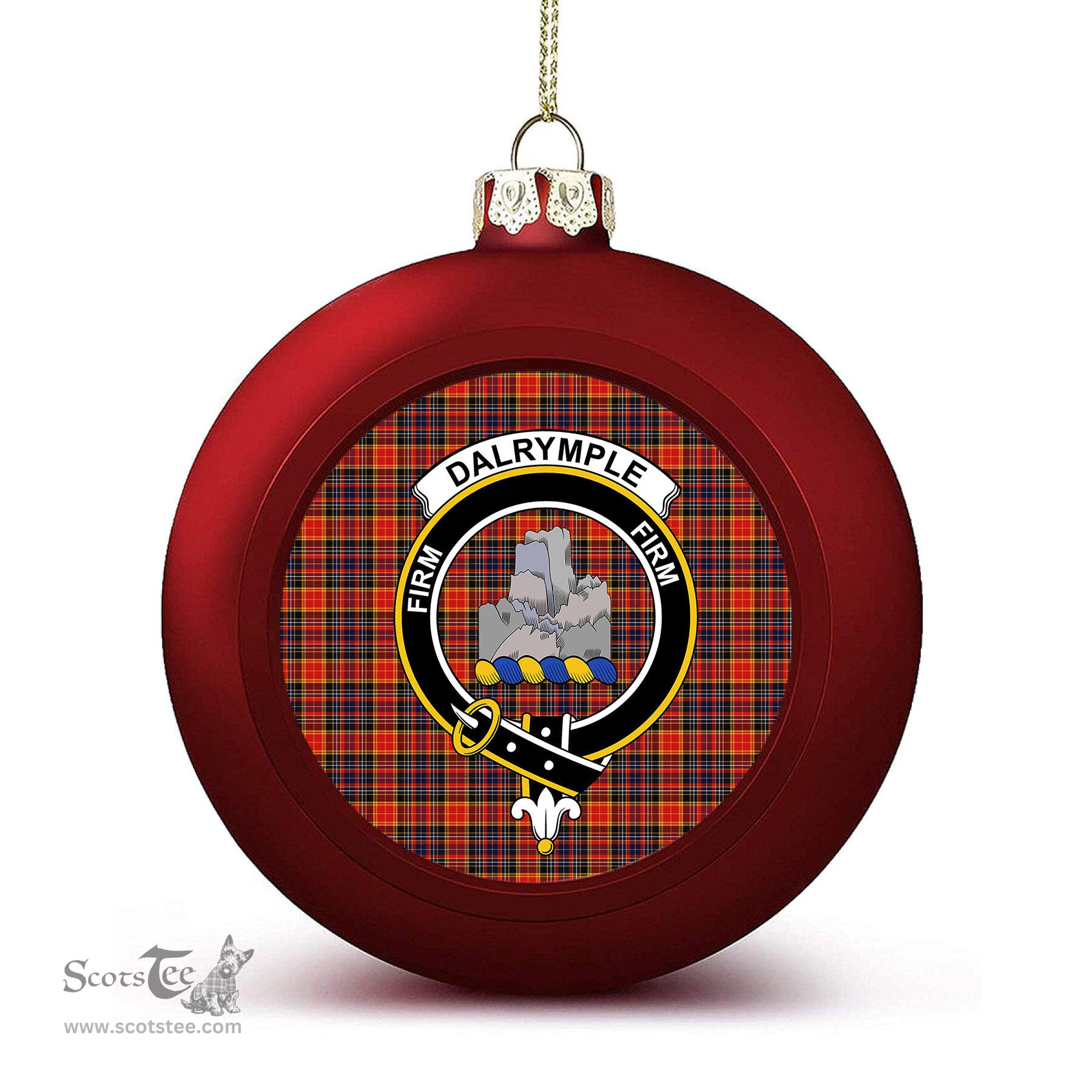 ScotsTee Shop Scottish Dalrymple of Castleton Modern Crest Tartan Christmas Ball Ornament