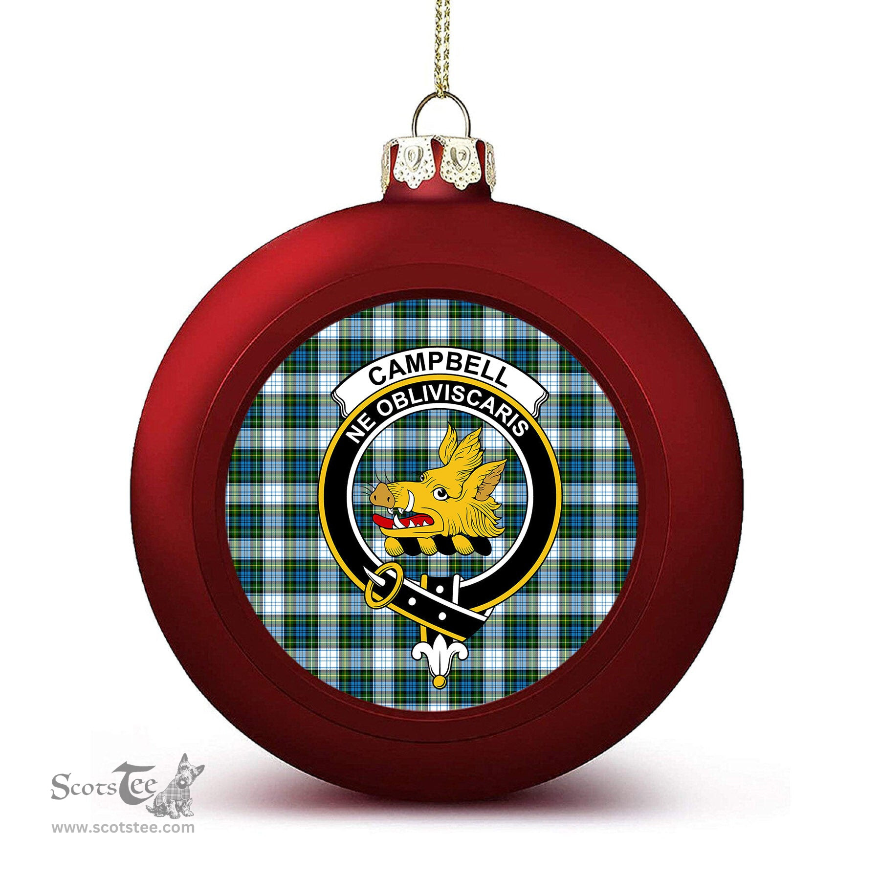 ScotsTee Shop Scottish Campbell Dress Crest Tartan Christmas Ball Ornament