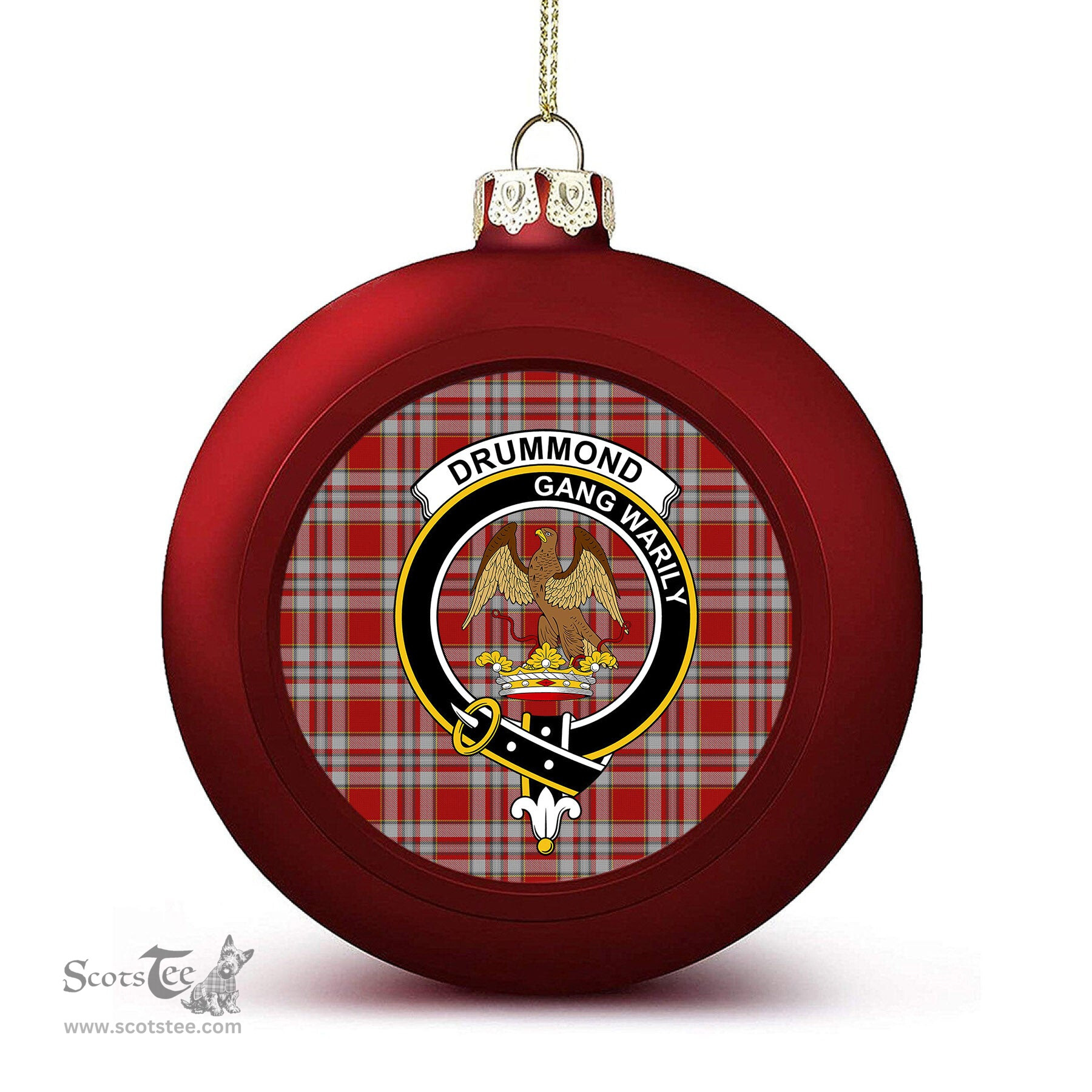 ScotsTee Shop Scottish Drummond of Perth Dress 3 Crest Tartan Christmas Ball Ornament