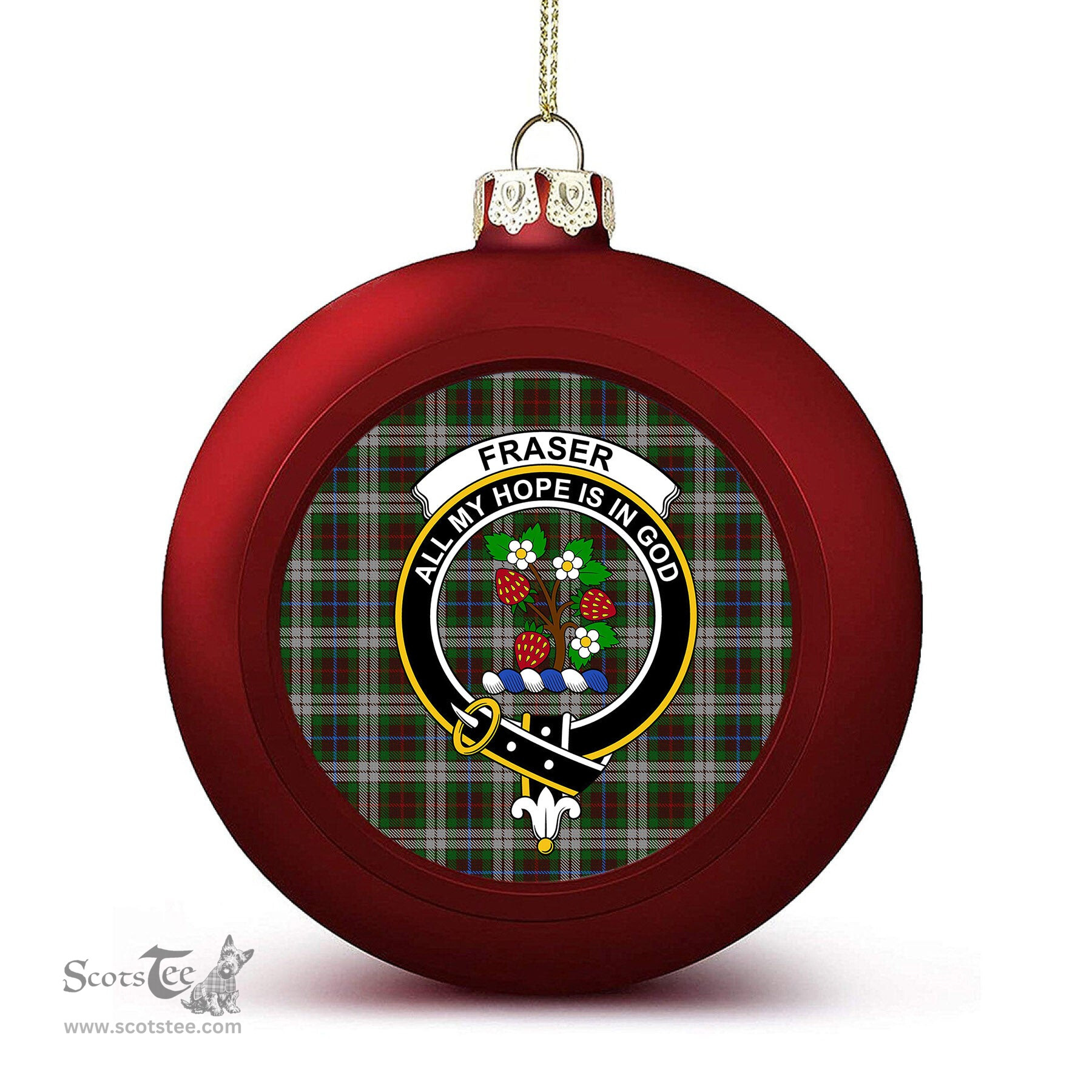 ScotsTee Shop Scottish Fraser Hunting Dress Crest Tartan Christmas Ball Ornament