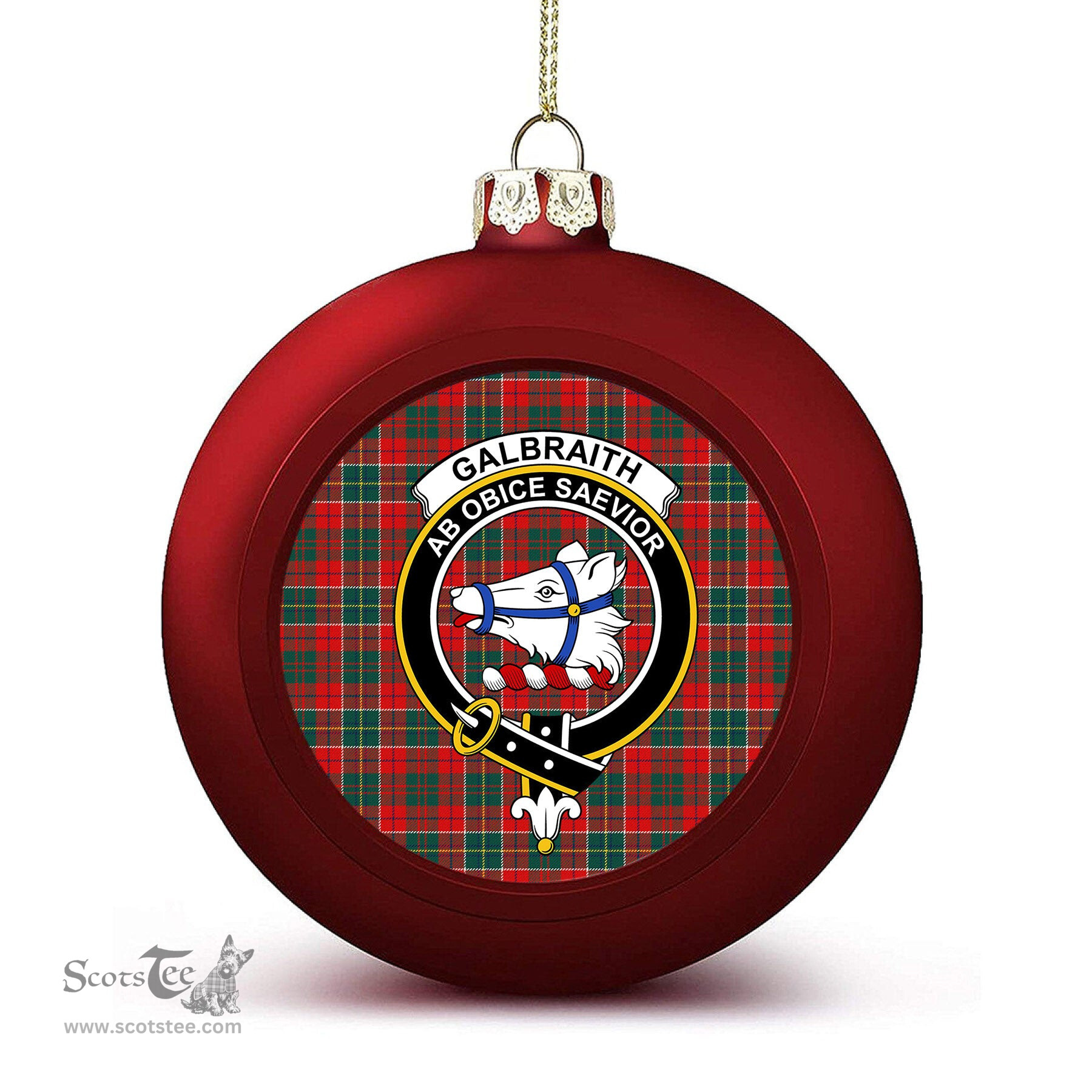 ScotsTee Shop Scottish Galbraith USA Modern Crest Tartan Christmas Ball Ornament