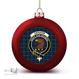 ScotsTee Shop Scottish Graham of Menteith Crest Tartan Christmas Ball Ornament