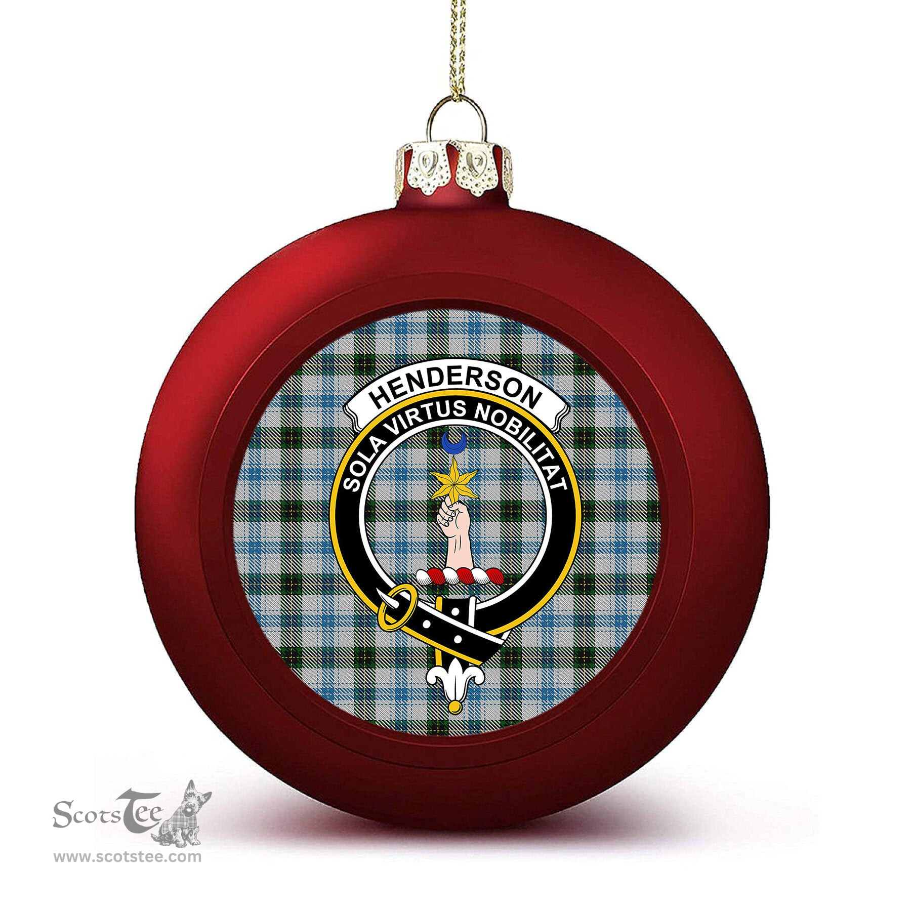 ScotsTee Shop Scottish Henderson Dress 1 Crest Tartan Christmas Ball Ornament