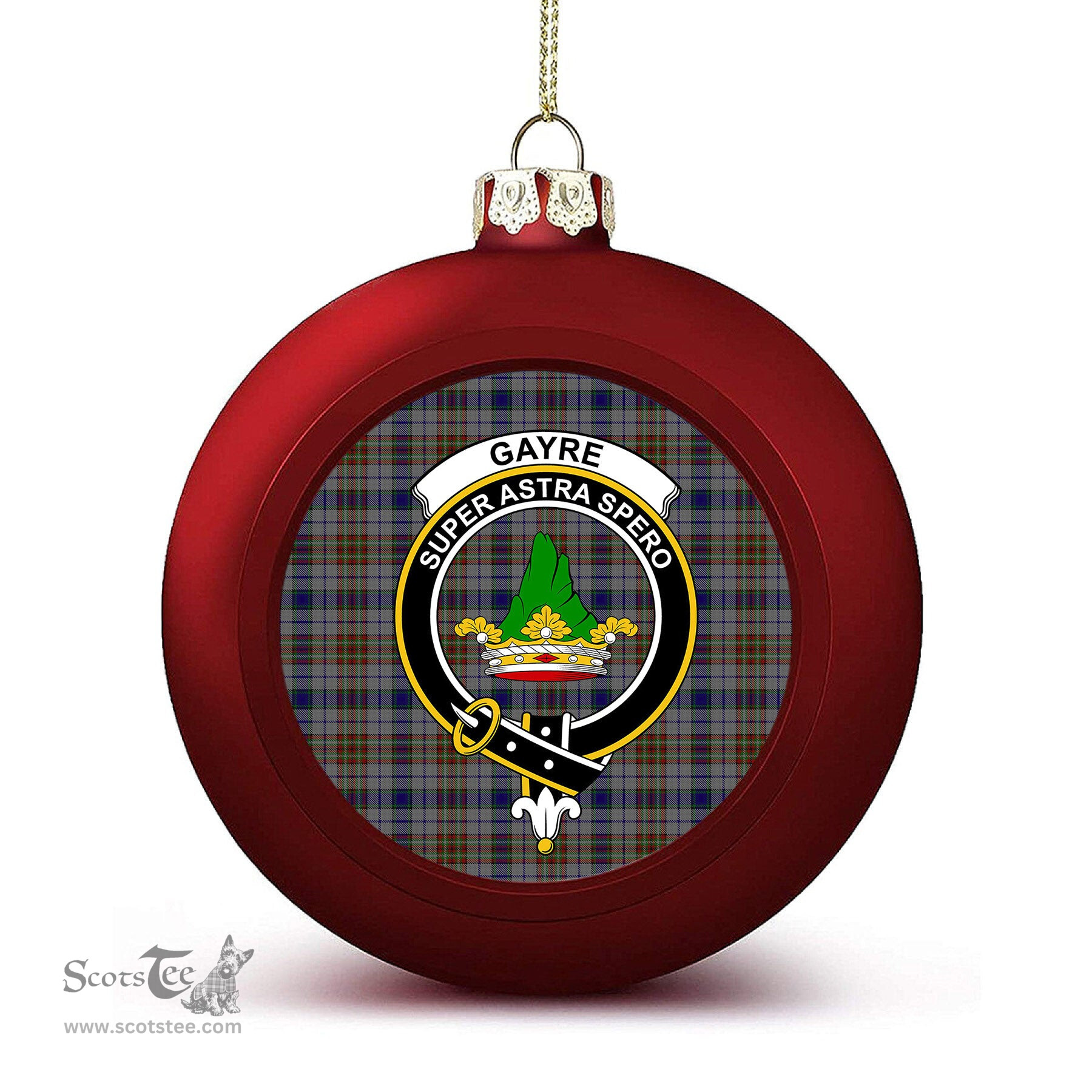 ScotsTee Shop Scottish Gayre Hunting Crest Tartan Christmas Ball Ornament