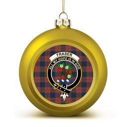 ScotsTee Shop Scottish Fraser of Boblainy Hugh Crest Tartan Christmas Ball Ornament