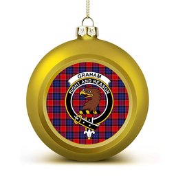 ScotsTee Shop Scottish Graham of Menteith Red Crest Tartan Christmas Ball Ornament