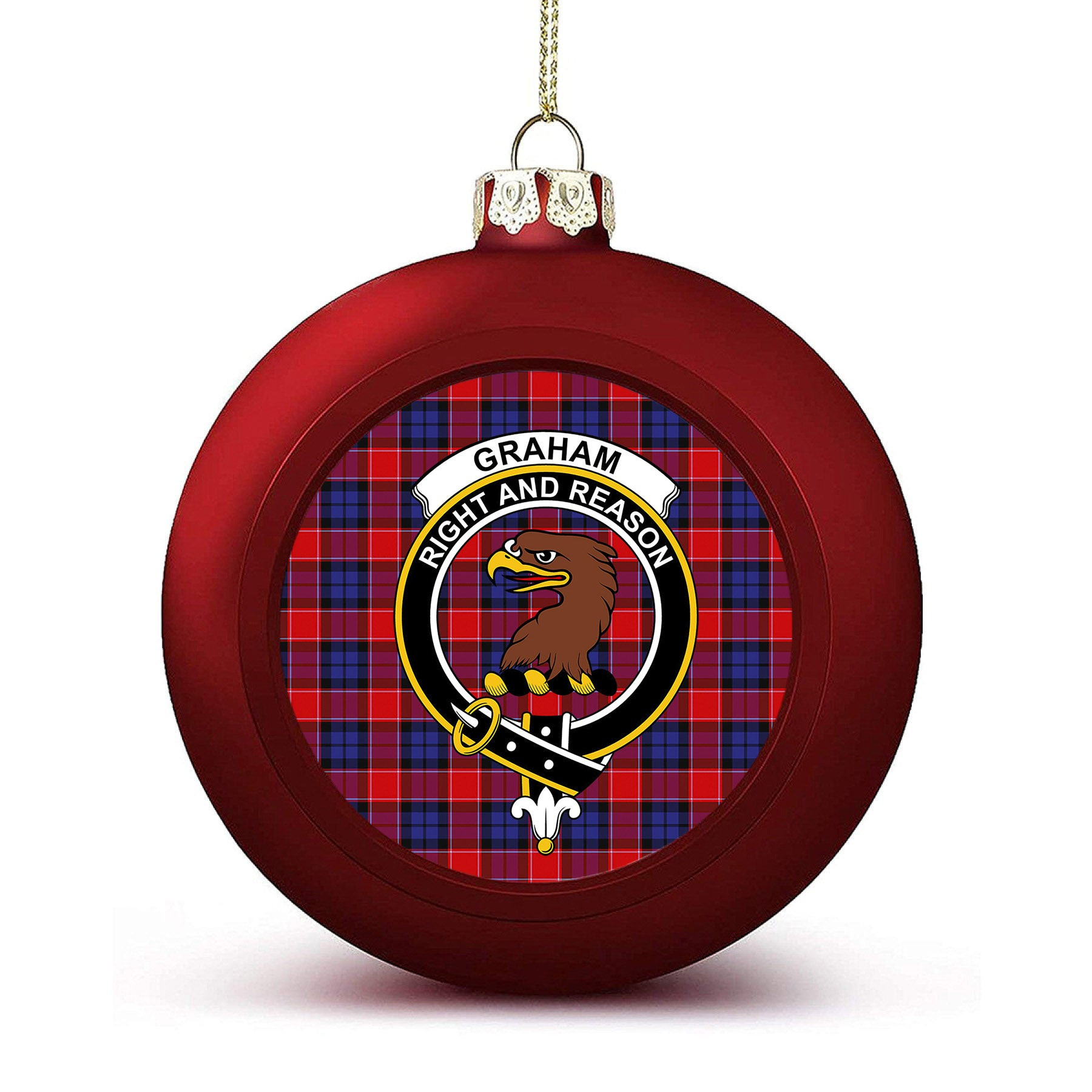 ScotsTee Shop Scottish Graham of Menteith Red Crest Tartan Christmas Ball Ornament