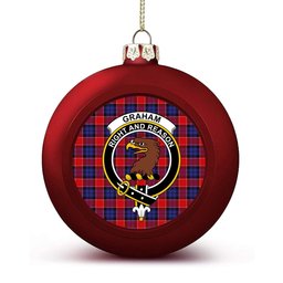 ScotsTee Shop Scottish Graham of Menteith Red Crest Tartan Christmas Ball Ornament