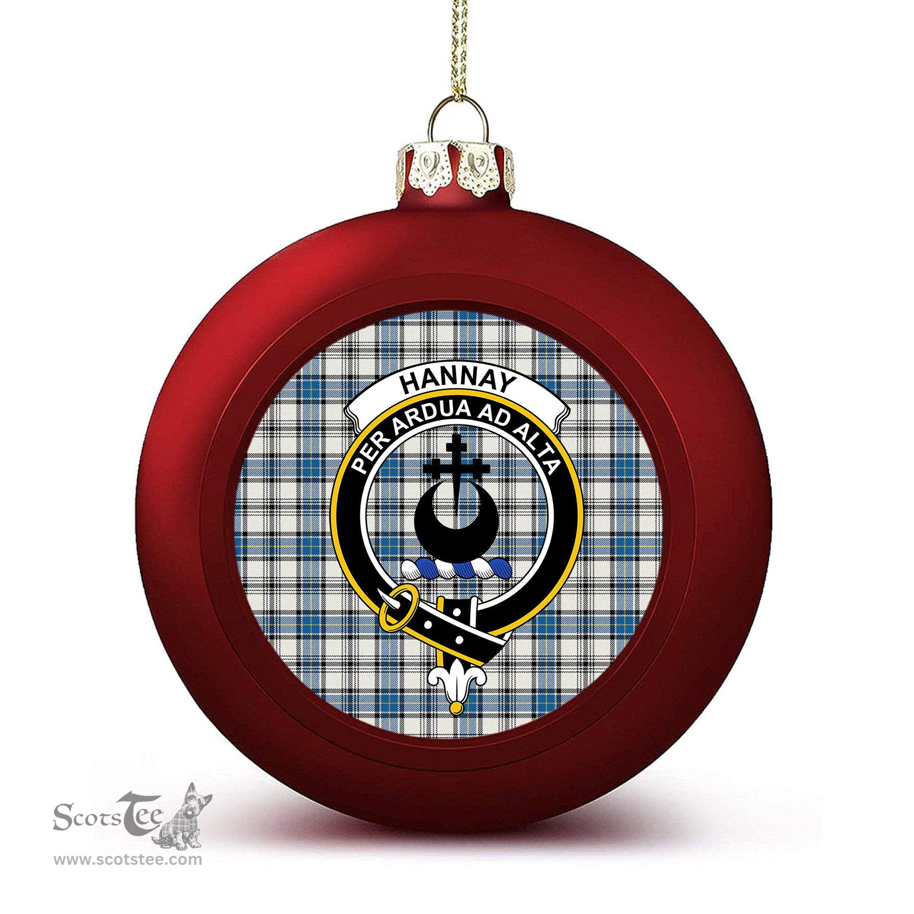 ScotsTee Shop Scottish Hannay Ancient Crest Tartan Christmas Ball Ornament