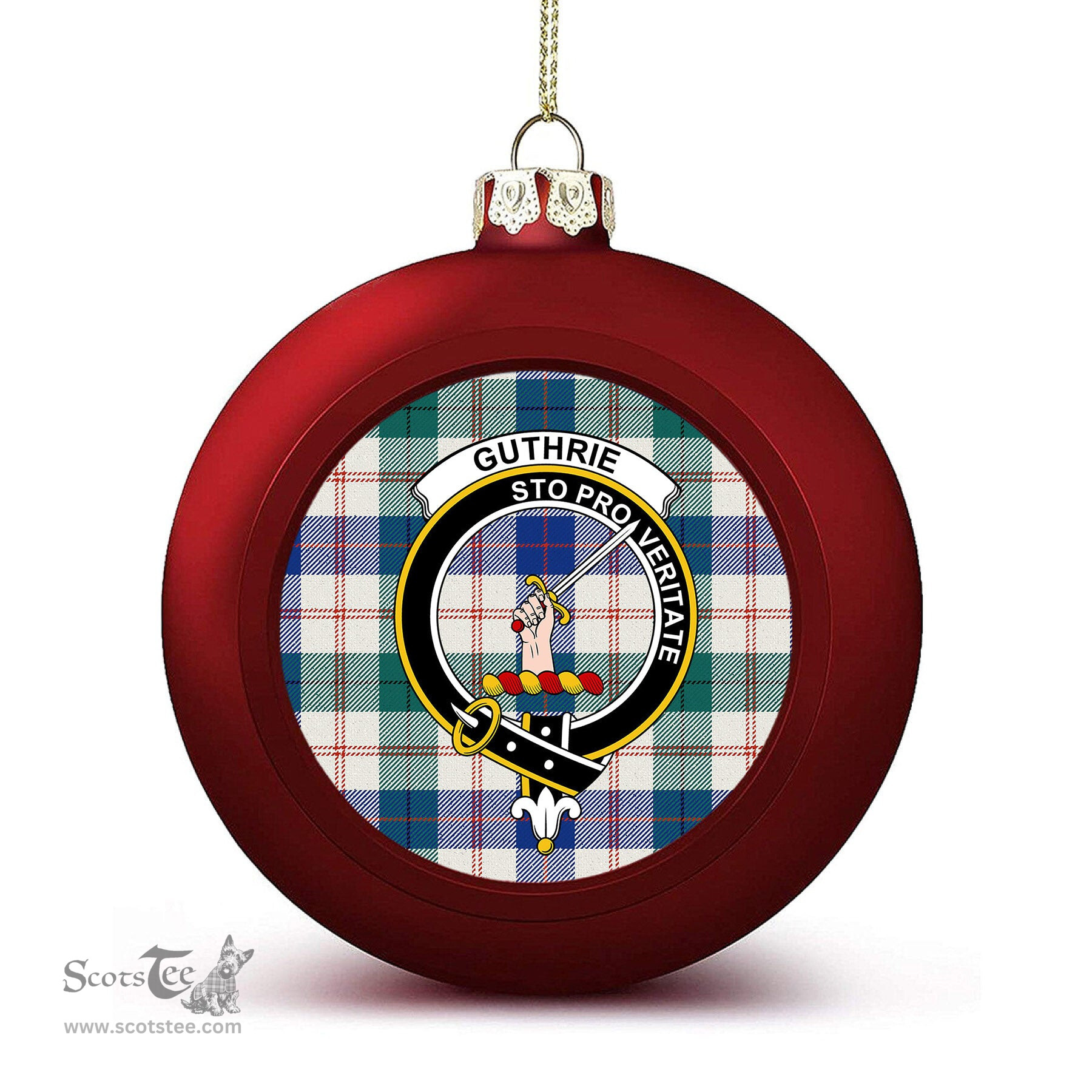 ScotsTee Shop Scottish Guthrie Dress Modern Crest Tartan Christmas Ball Ornament