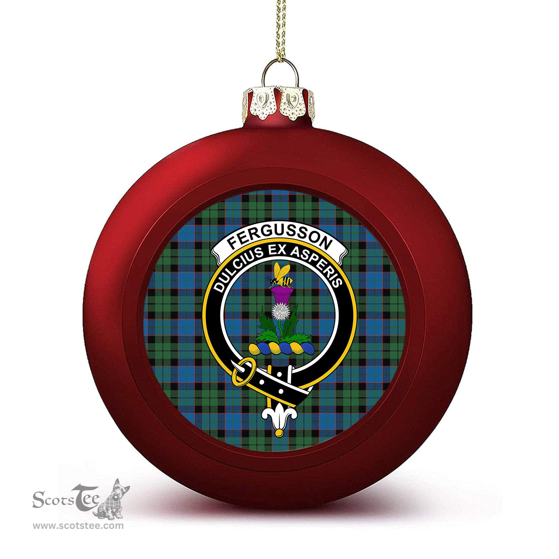 ScotsTee Shop Scottish Ferguson of Balquhidder Ancient Crest Tartan Christmas Ball Ornament