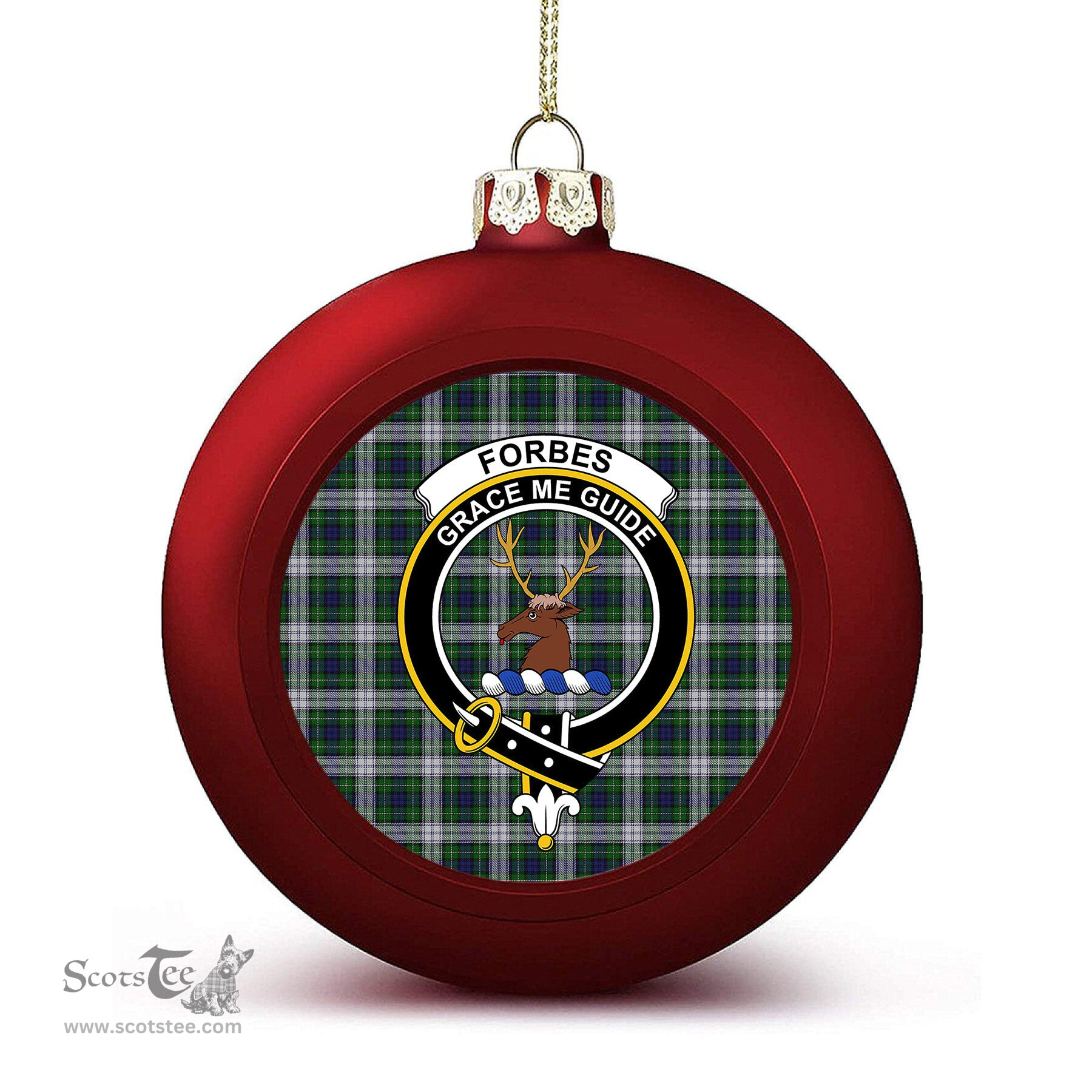 ScotsTee Shop Scottish Forbes Dress Crest Tartan Christmas Ball Ornament
