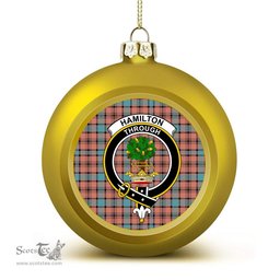 ScotsTee Shop Scottish Hamilton Red Modern Crest Tartan Christmas Ball Ornament