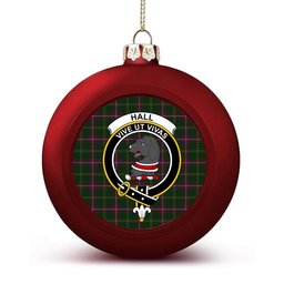 ScotsTee Shop Scottish Hall from Springbrook and Newtown Crest Tartan Christmas Ball Ornament