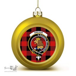 ScotsTee Shop Scottish Gregor Red & Black Modern Crest Tartan Christmas Ball Ornament
