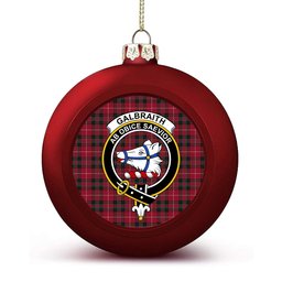 ScotsTee Shop Scottish Galbraith Maroon Modern Crest Tartan Christmas Ball Ornament