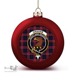 ScotsTee Shop Scottish Graham of Menteith Red Modern Crest Tartan Christmas Ball Ornament