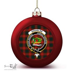 ScotsTee Shop Scottish Douglas of Roxburgh Crest Tartan Christmas Ball Ornament