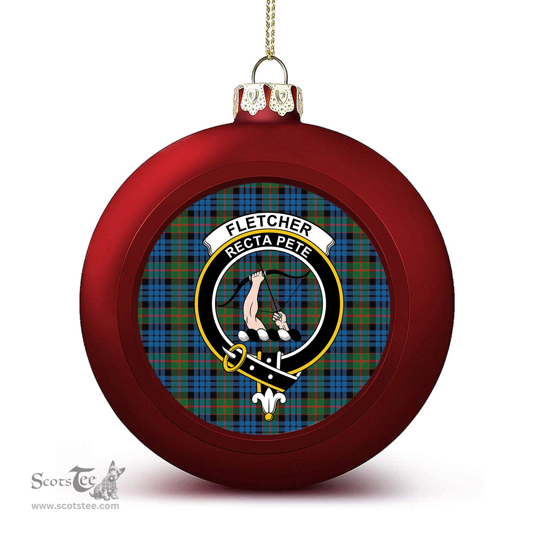 ScotsTee Shop Scottish Fletcher of Dunans Ancient Crest Tartan Christmas Ball Ornament