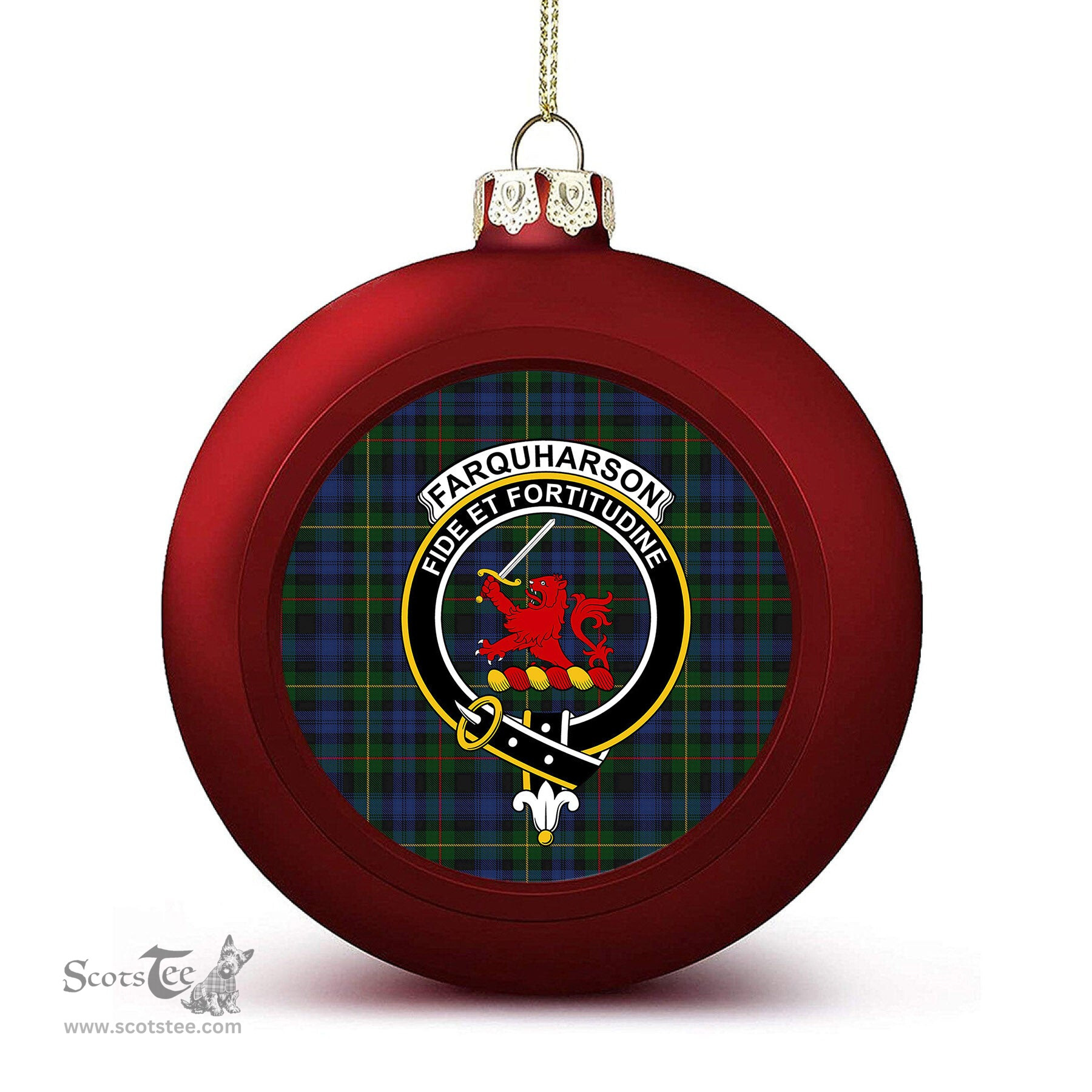 ScotsTee Shop Scottish Farquharson Vestiarium Scoticum Crest Tartan Christmas Ball Ornament