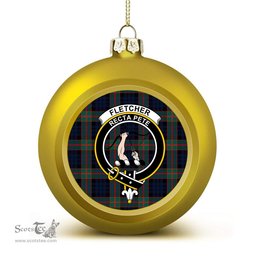 ScotsTee Shop Scottish Fletcher of Dunans Modern Crest Tartan Christmas Ball Ornament
