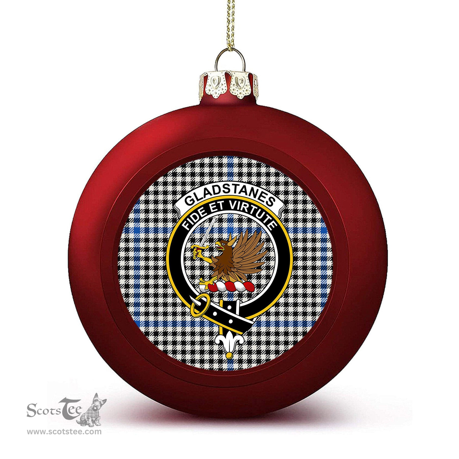 ScotsTee Shop Scottish Gladstanes Modern Crest Tartan Christmas Ball Ornament