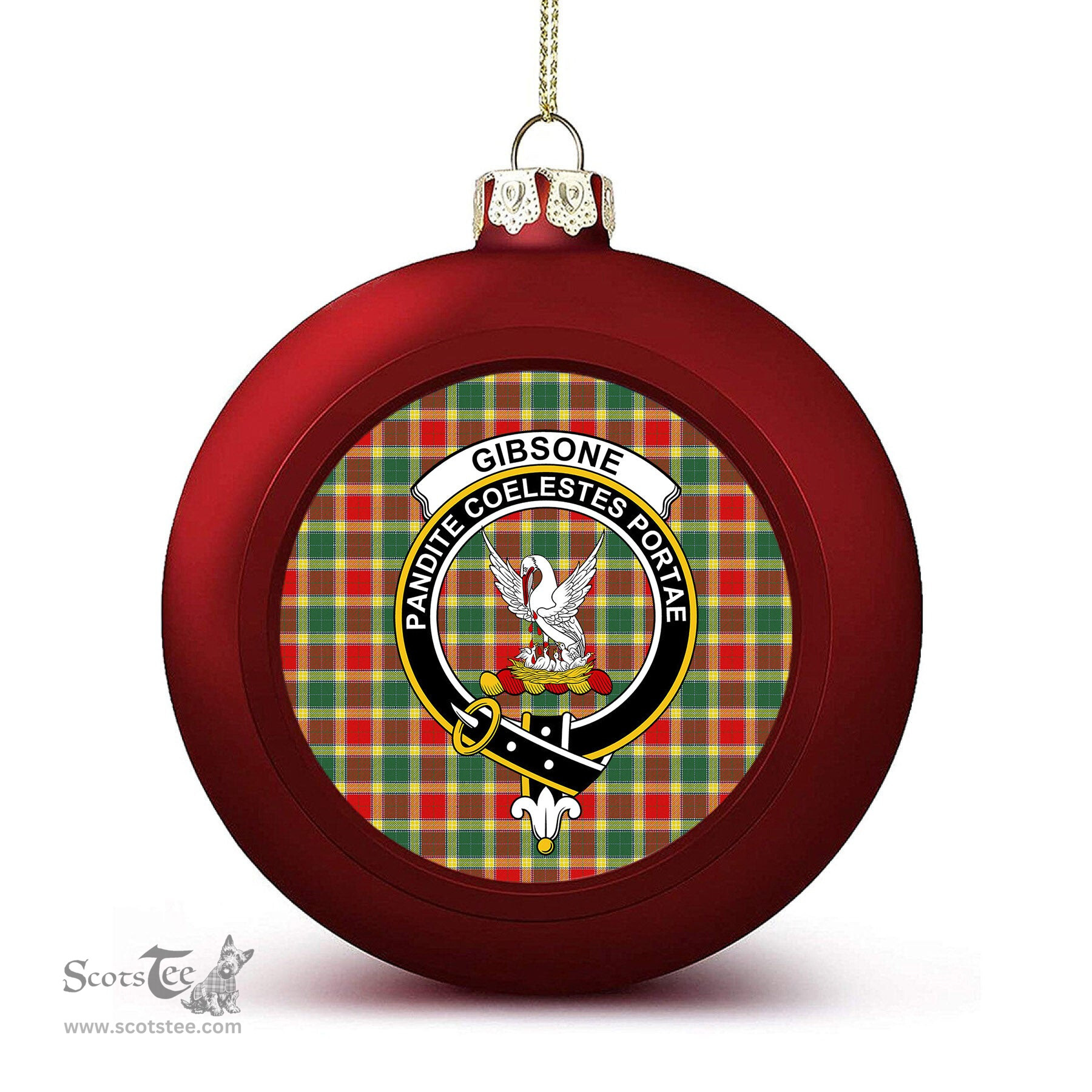 ScotsTee Shop Scottish Gibsone Modern Crest Tartan Christmas Ball Ornament