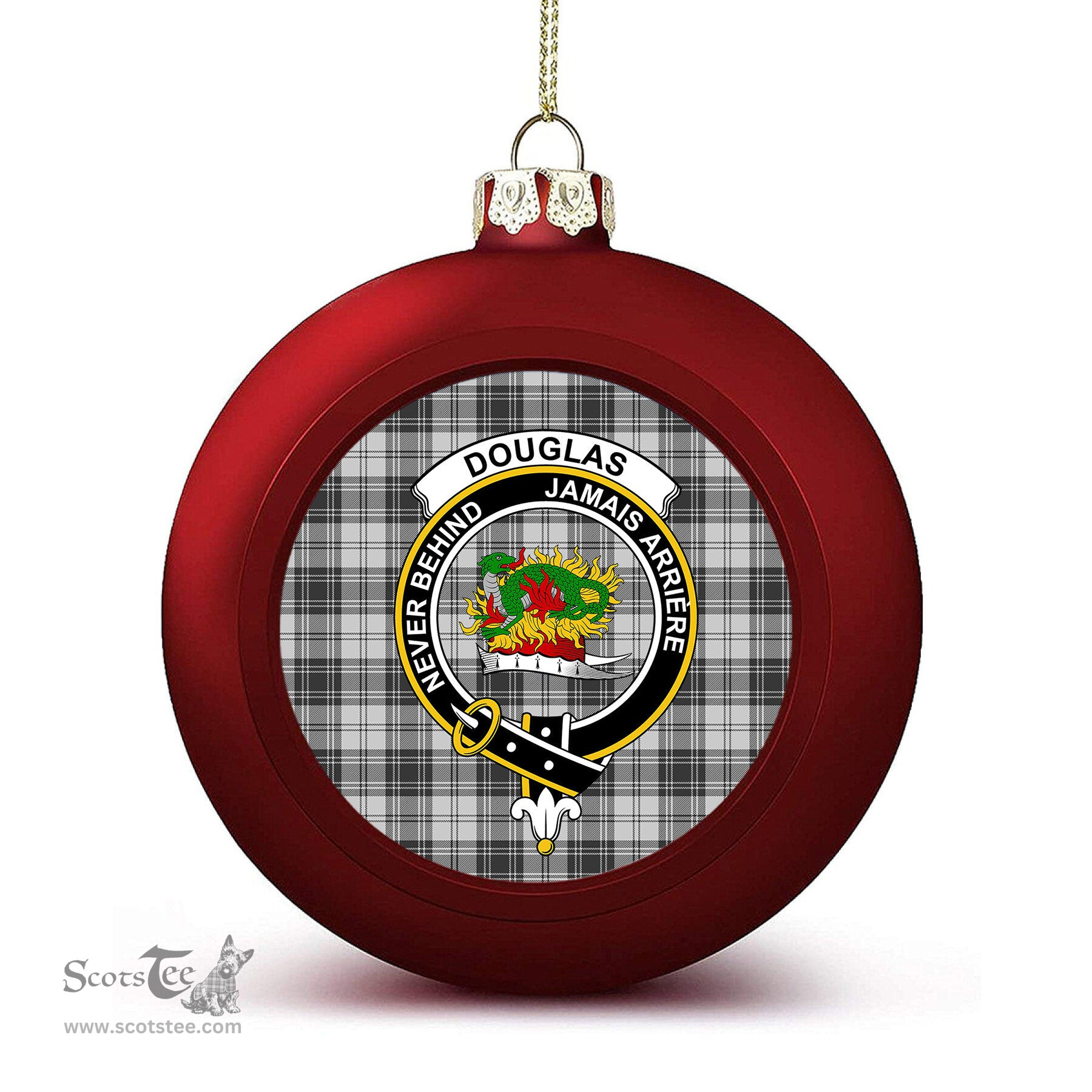 ScotsTee Shop Scottish Douglas Grey Modern Crest Tartan Christmas Ball Ornament