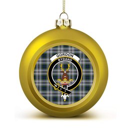 ScotsTee Shop Scottish Gordon Dress 3 Crest Tartan Christmas Ball Ornament