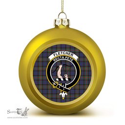 ScotsTee Shop Scottish Fletcher of Dunans SC Crest Tartan Christmas Ball Ornament