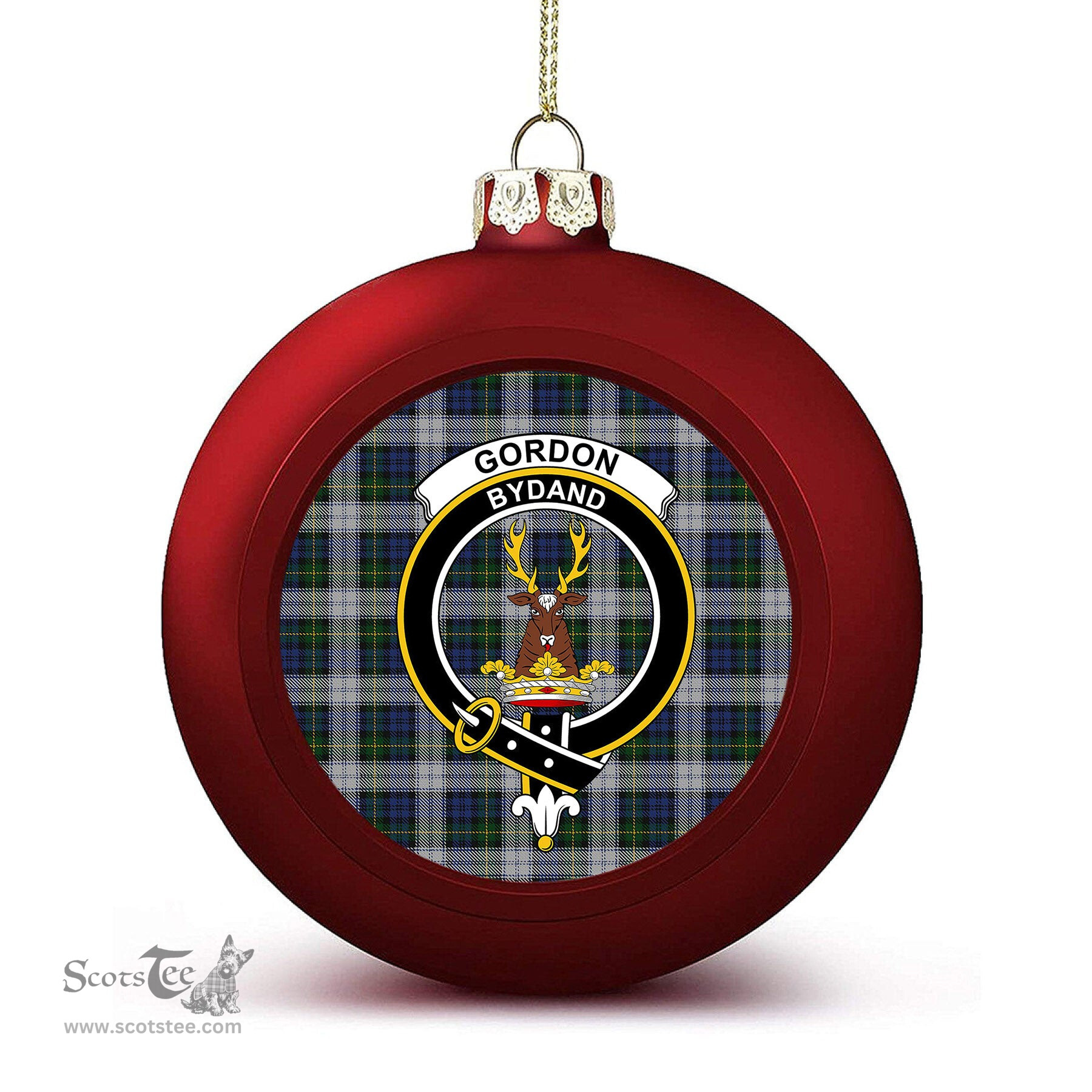 ScotsTee Shop Scottish Gordon Dress Original Crest Tartan Christmas Ball Ornament