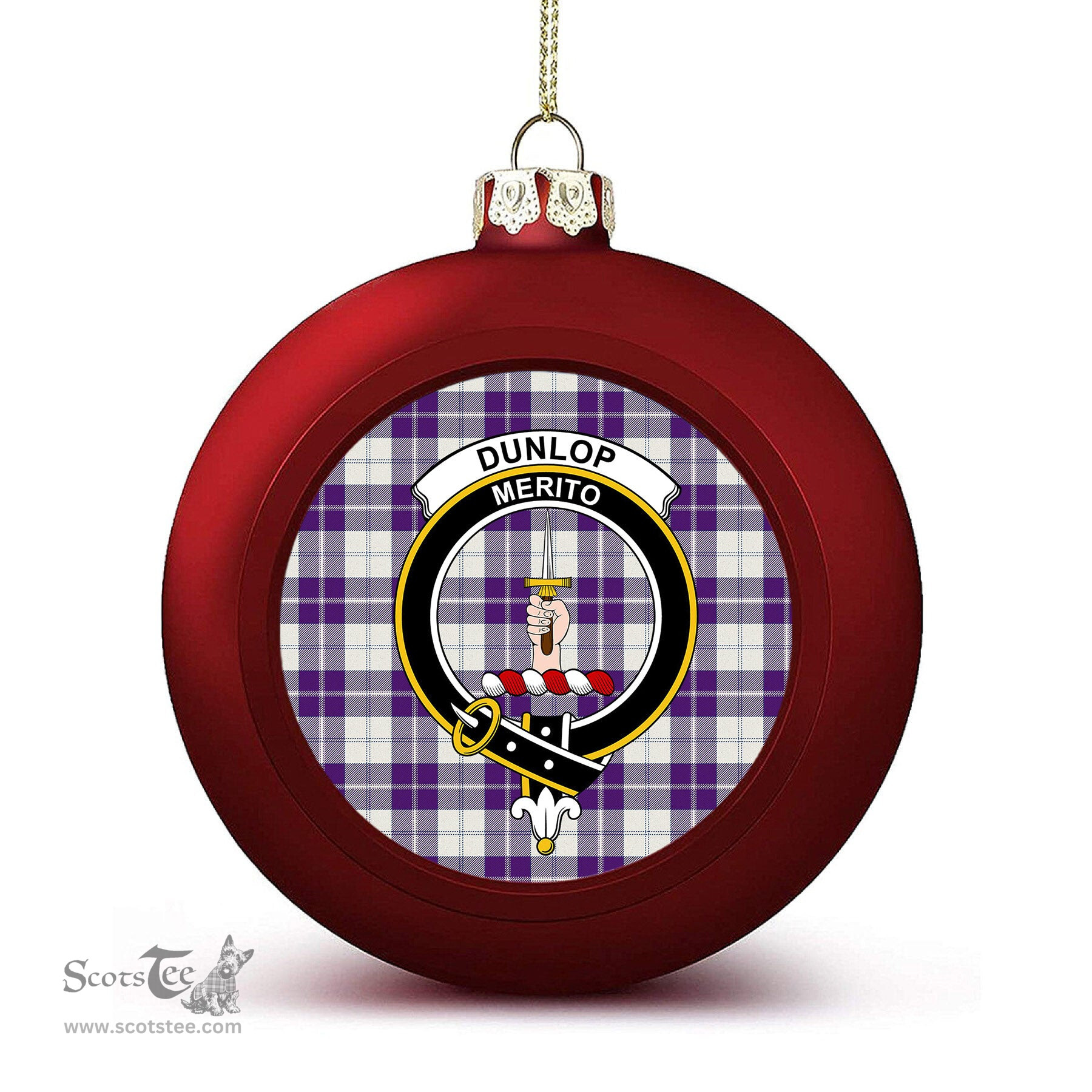 ScotsTee Shop Scottish Dunlop Dress Modern Crest Tartan Christmas Ball Ornament