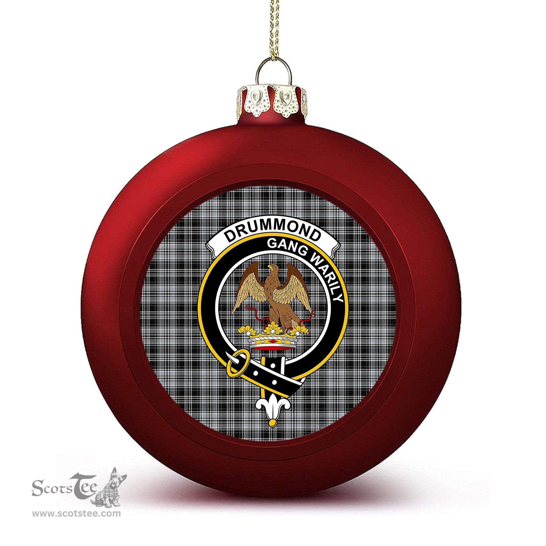 ScotsTee Shop Scottish Drummond Grey Ancient Crest Tartan Christmas Ball Ornament