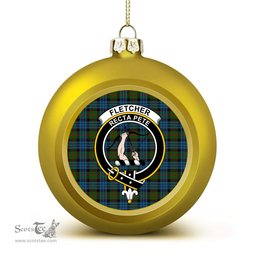 ScotsTee Shop Scottish Fletcher of Dunans Crest Tartan Christmas Ball Ornament