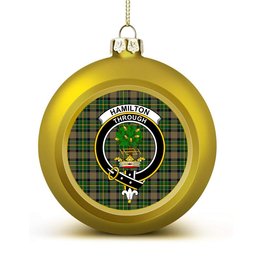 ScotsTee Shop Scottish Hamilton of Brandon Crest Tartan Christmas Ball Ornament