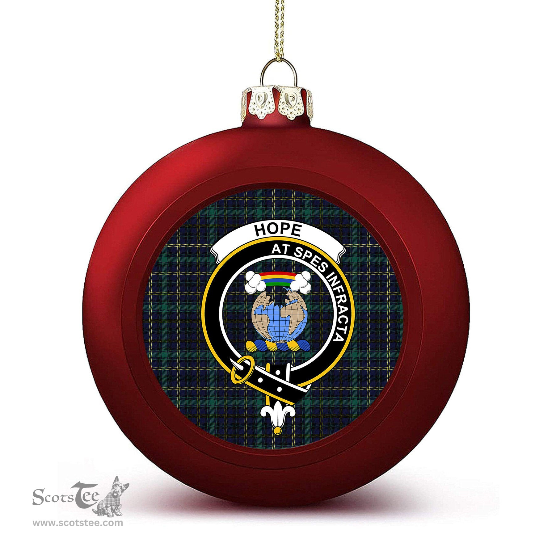 ScotsTee Shop Scottish Hope Vere Modern Clan Crest Tartan Christmas Ball Ornament